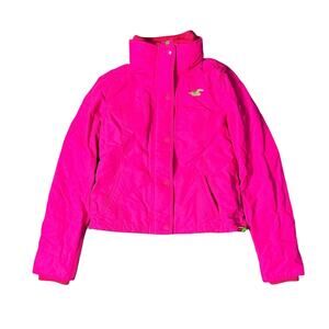 Hollister Hot Pink & Lime Green Nylon Coat
